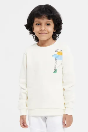 Boys Cream Printed Sweatshirt