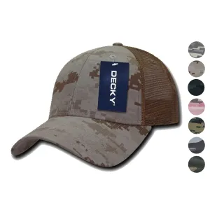 Decky Structured Camouflage Trucker Pre Curved Bill 100% Cotton Caps Hats