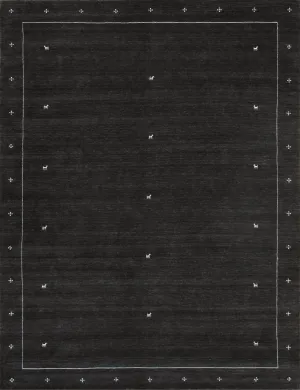 Gramercy Collection Hand-Loomed Silk & Wool Charcoal Area Rug- 5' 0" X 7' 0"