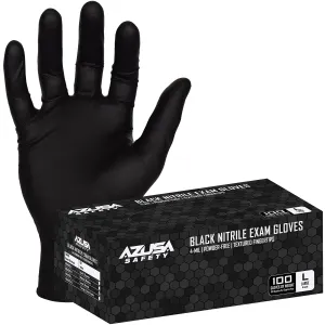 (ND4020) Disposable Gloves, 4-Mil Black Disposable Nitrile Exam Gloves, Powder-Free, Ambidextrous, Single-Use, Food Safe, Small, 1 Box (100 gloves)