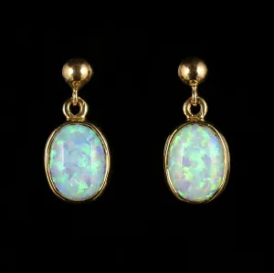 Opal Gold Drop Earrings 9Ct Yellow Gold