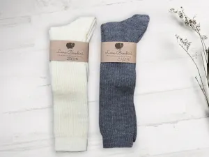 PIA LONG ~ Children's Socks. Natural wool/organic cotton. Undyed.