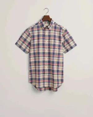 REG COTTON LINEN CHECK SS SHIRT