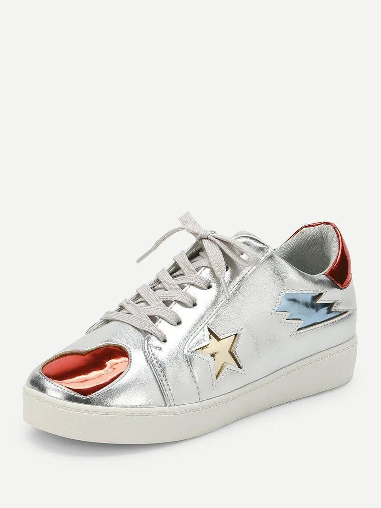 Star & Heart Pattern Sneakers